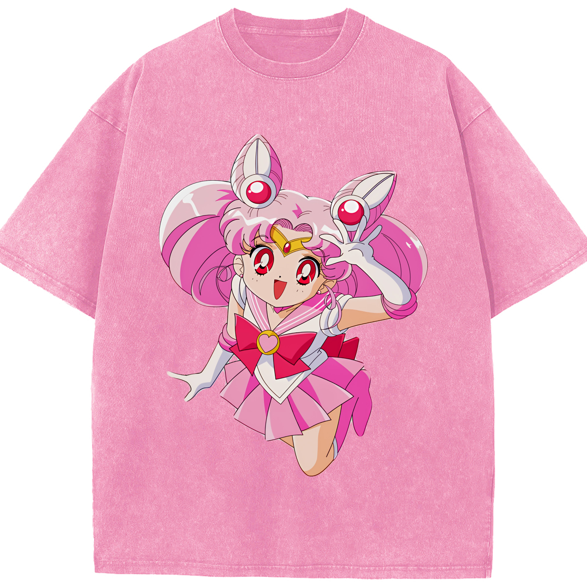 （画像用） 美少女戦士セーラームーン ちびうさ Sailor Moon Chibiusa Tsukino Usagi Small Lady Serenity 綿100% ヴィンテージ風 半袖Tシャツ（フロントプリント）